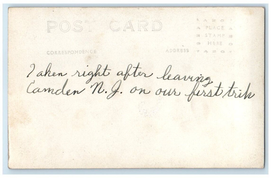 c1920's US Navy USS Colorado Leaving Camden New Jersey NJ RPPC Photo Postcard