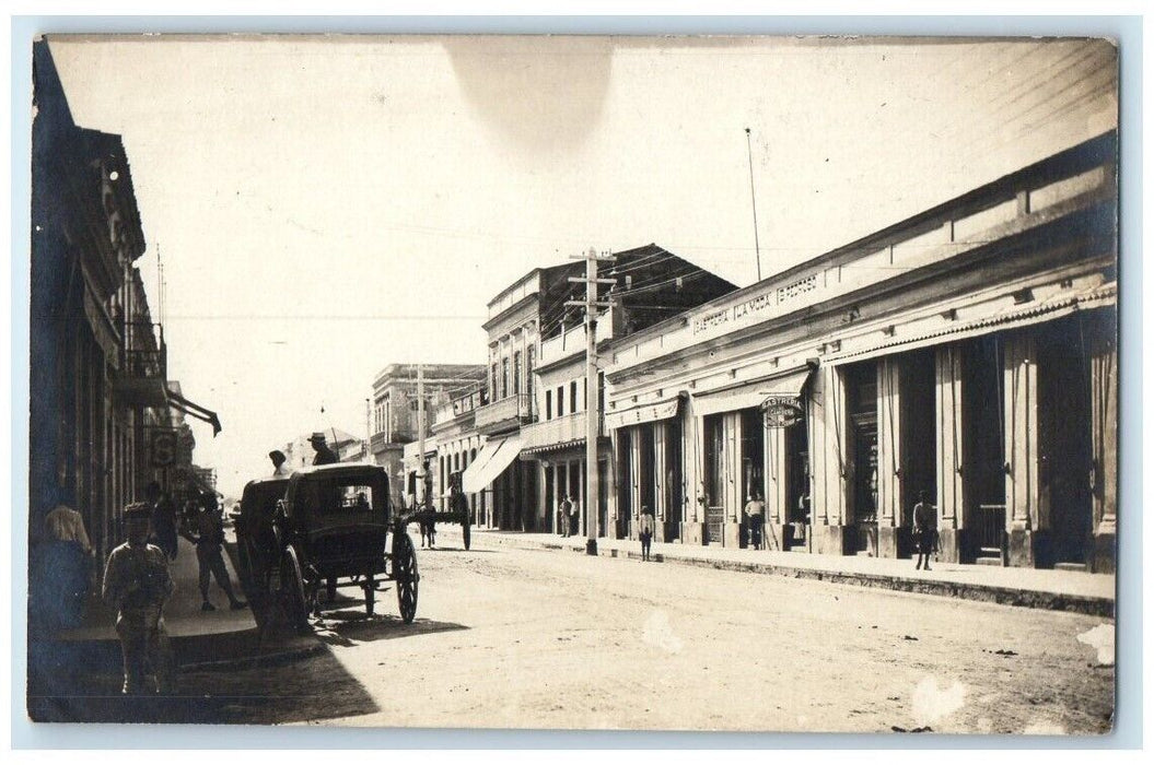 c1909 Tailor Shop Business Street Cardenas Matanzas Cuba RPPC Photo Postcard