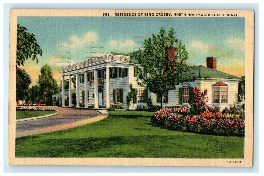 1938 Residence Of Being Crosby North Hollywood California CA Vintage Postcard