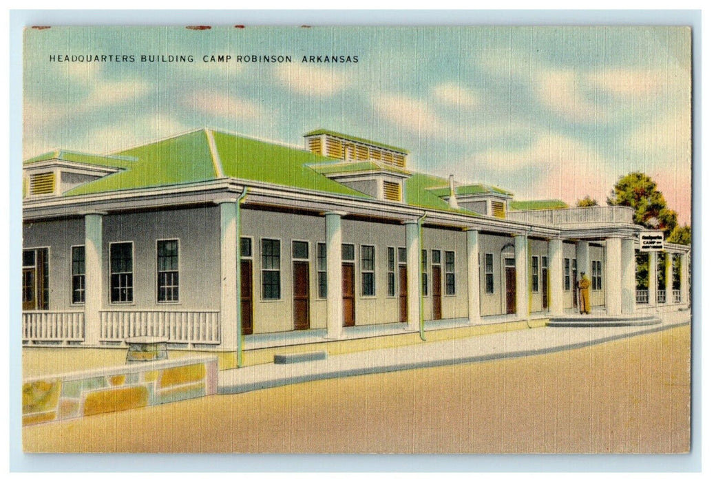 c1940's Headquarters Building Camp Robinson Arkansas AR Vintage Postcard