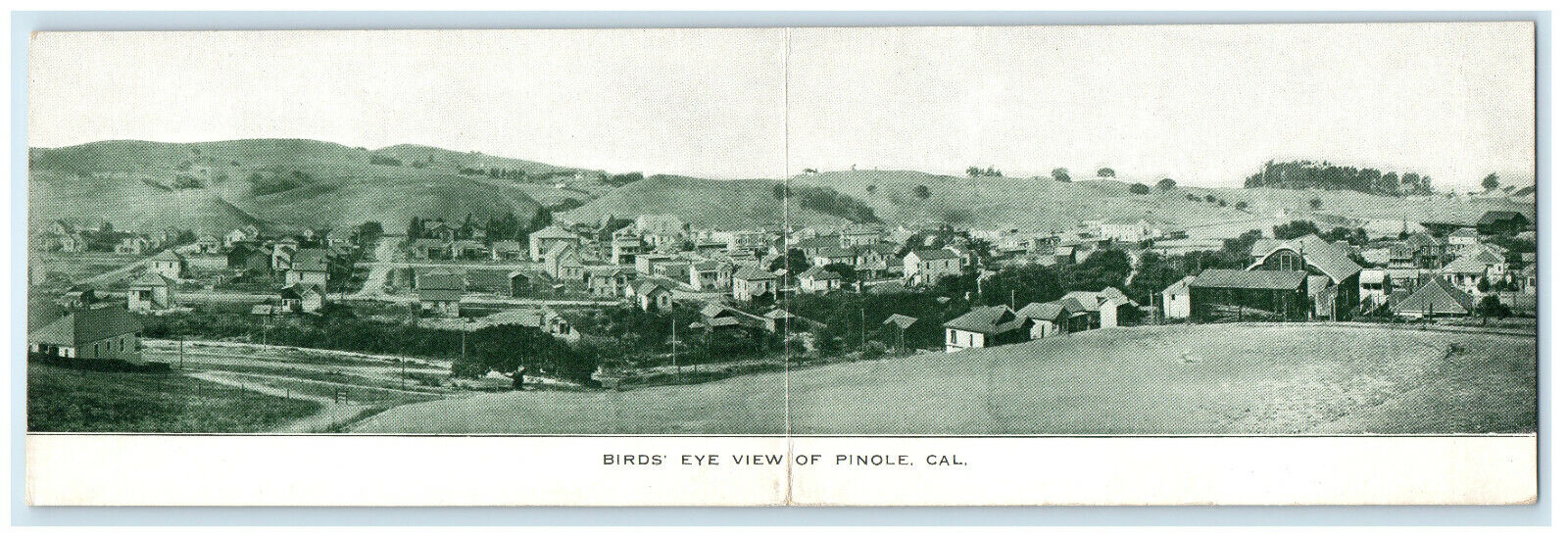 c1905 Bird's Eye View of Pinole California CA Antique Unposted Fold Out Postcard