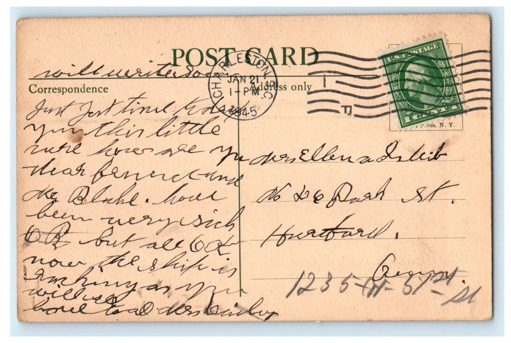 1945 Clyde Steamship Co. S.S Lenape Charleston South California SC Postcard