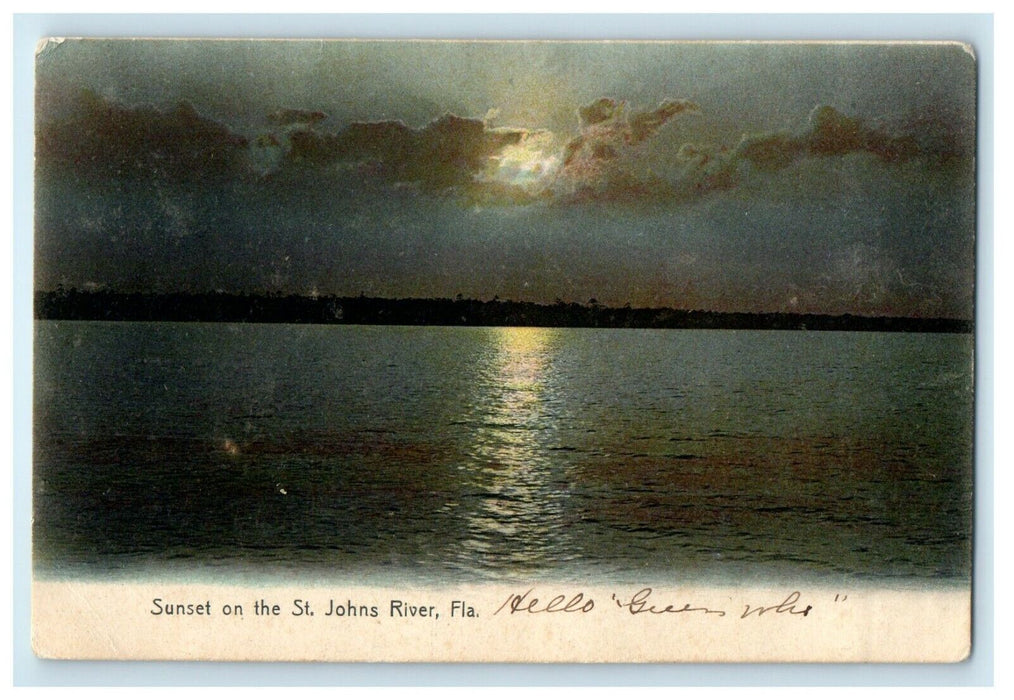 c1910's View Of Sunset On The St. John's River Palatka Florida FL Postcard