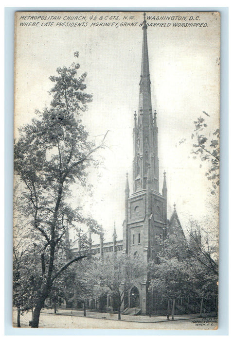 1912 Metropolitan Church, Washington DC Posted Antique Postcard