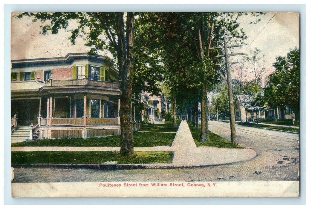 1910 Poulteney Street From William Street Geneva New York NY Antique Postcard