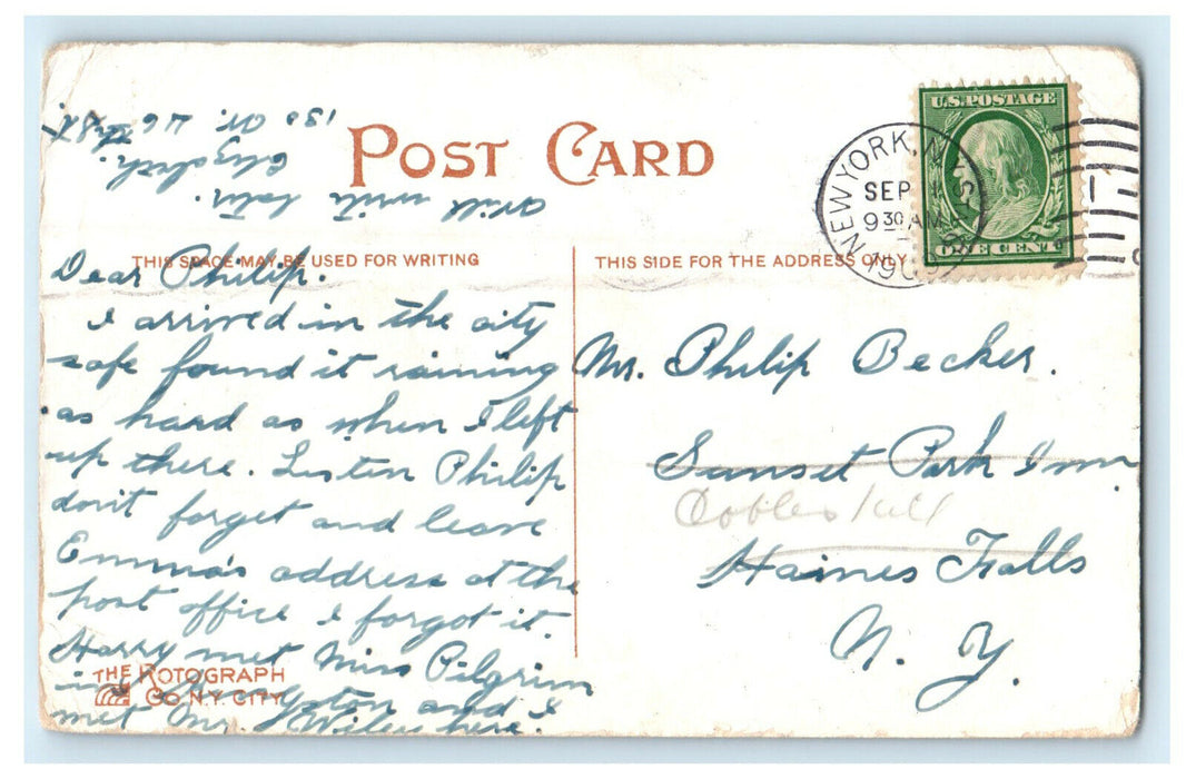 1909 Swan Bridge, Central Park, New York City New York NY Posted Postcard
