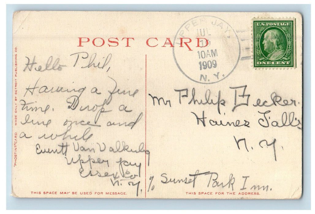 1909 The Ampersand Lower Saranac Lake Adirondacks Mt. Upper Jay NY Postcard