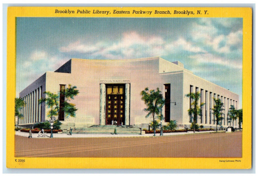 c1940's Brooklyn Public Library, Eastern Parkway Branch Brooklyn NY Postcard