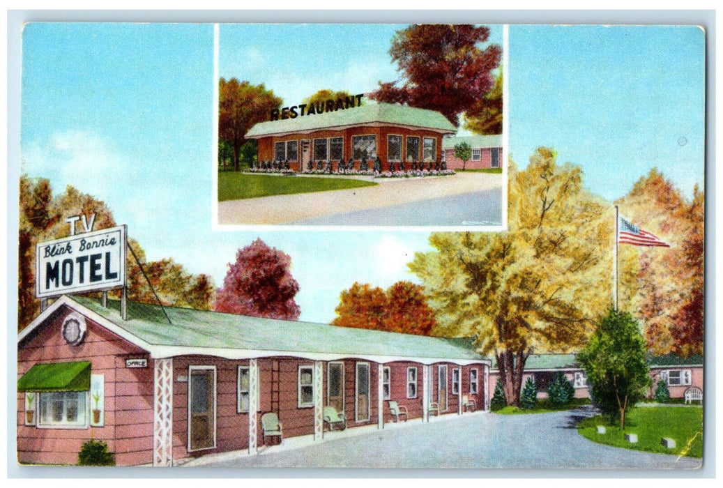 c1950s Blink Bonnie Motel & Restaurant Watertown New York NY Postcard