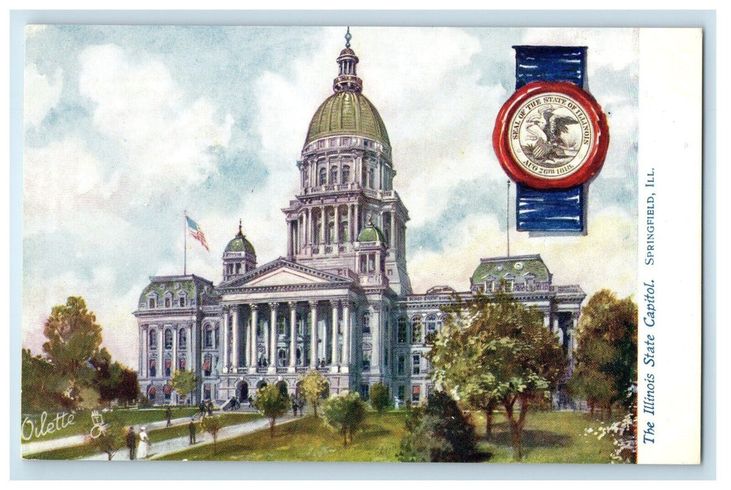 c1910's The Illinois State Capitol Springfield IL Tuck's Oilette Postcard