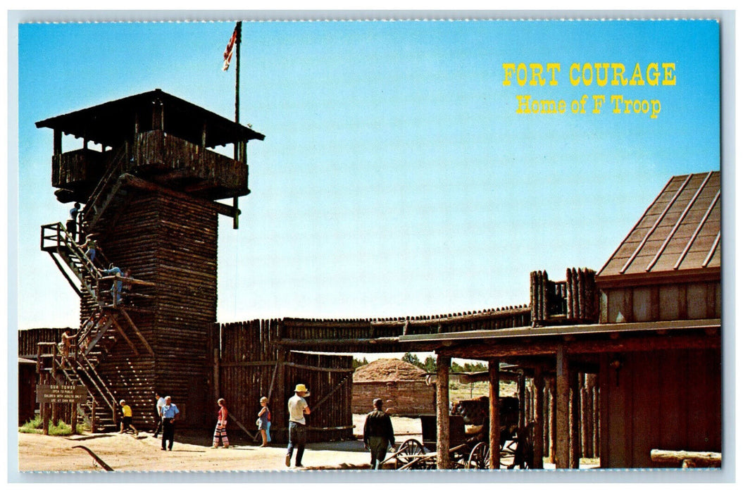 c1950's Watch Tower, Horse Carriage, Fort Courage Houck Arizona AZ Postcard