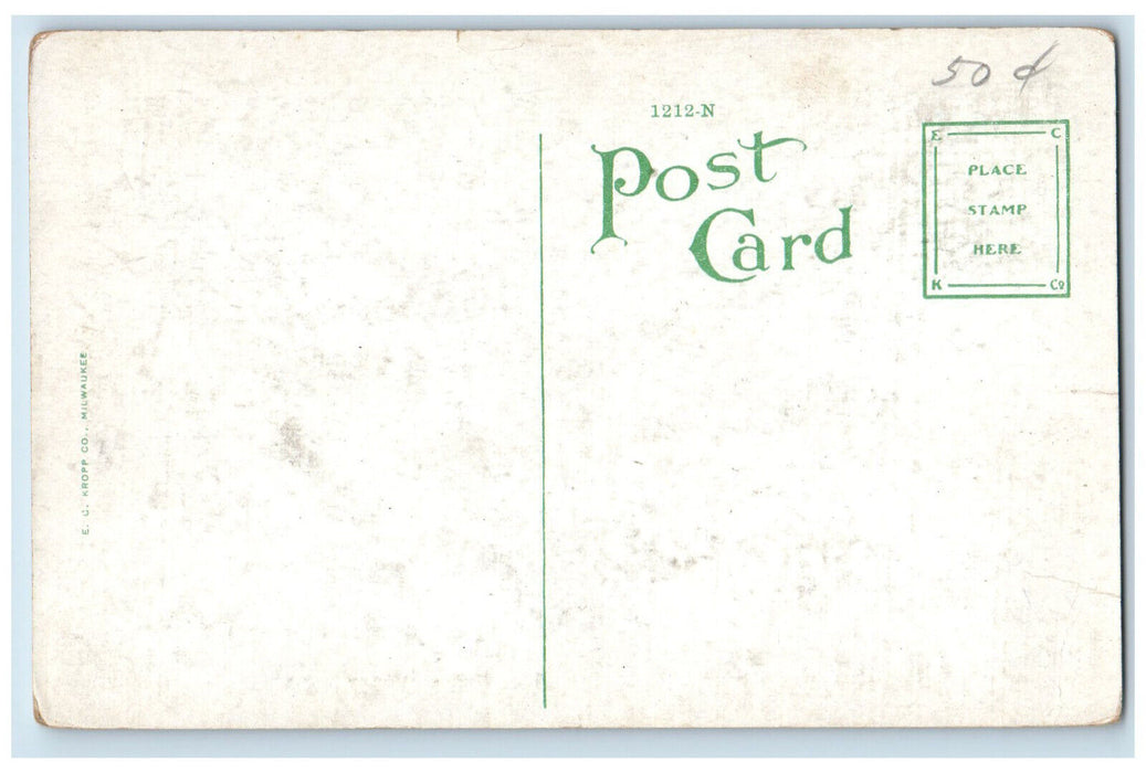 c1920's Boat Going-to-the-Sun Mountain & Chalets Glacier National Park Postcard