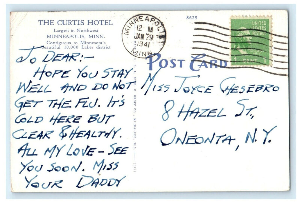 1941 The Curtis Hotel Minneapolis Minnesota MN Posted Vintage Postcard