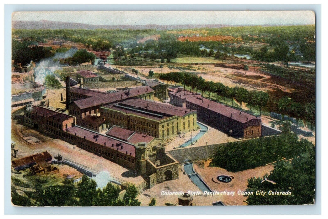 c1910's Bird's Eye View Colorado State Penitentiary Canon City CO Postcard