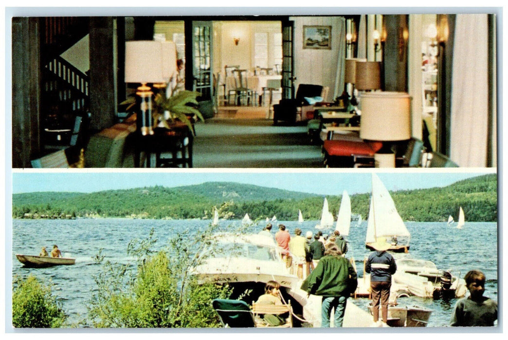 c1950s Boat Scene, Multiview of Holl's Inn Inlet New York NY Postcard