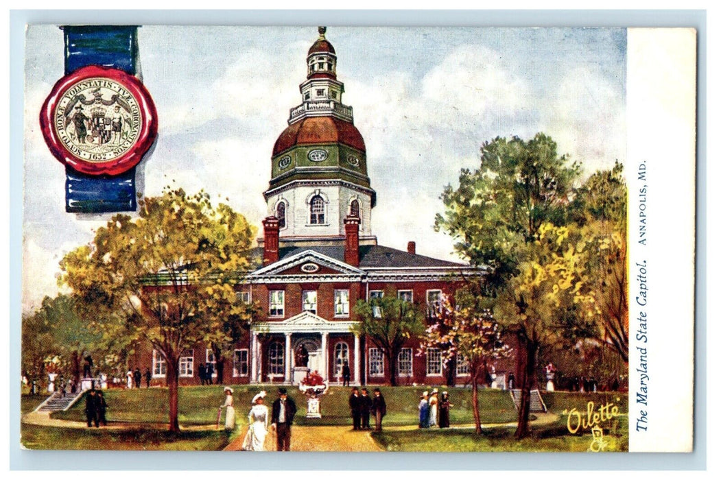 c1910's The Maryland State Capitol Anapolis MD Tuck's Oilette Antique Postcard