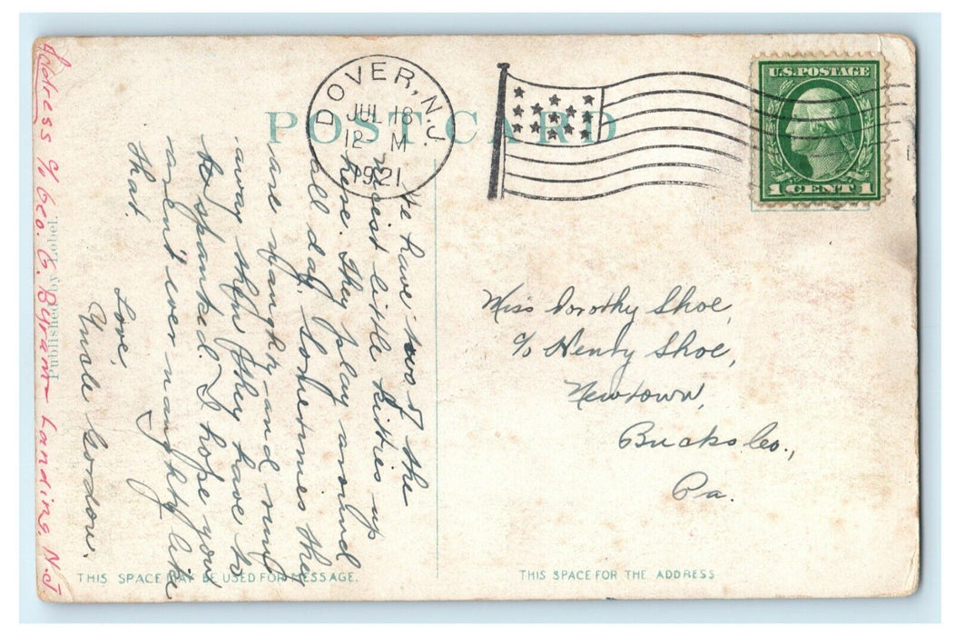 1921 Lake Sans Souci Hopatcong New Jersey NJ Dover Posted Antique Postcard