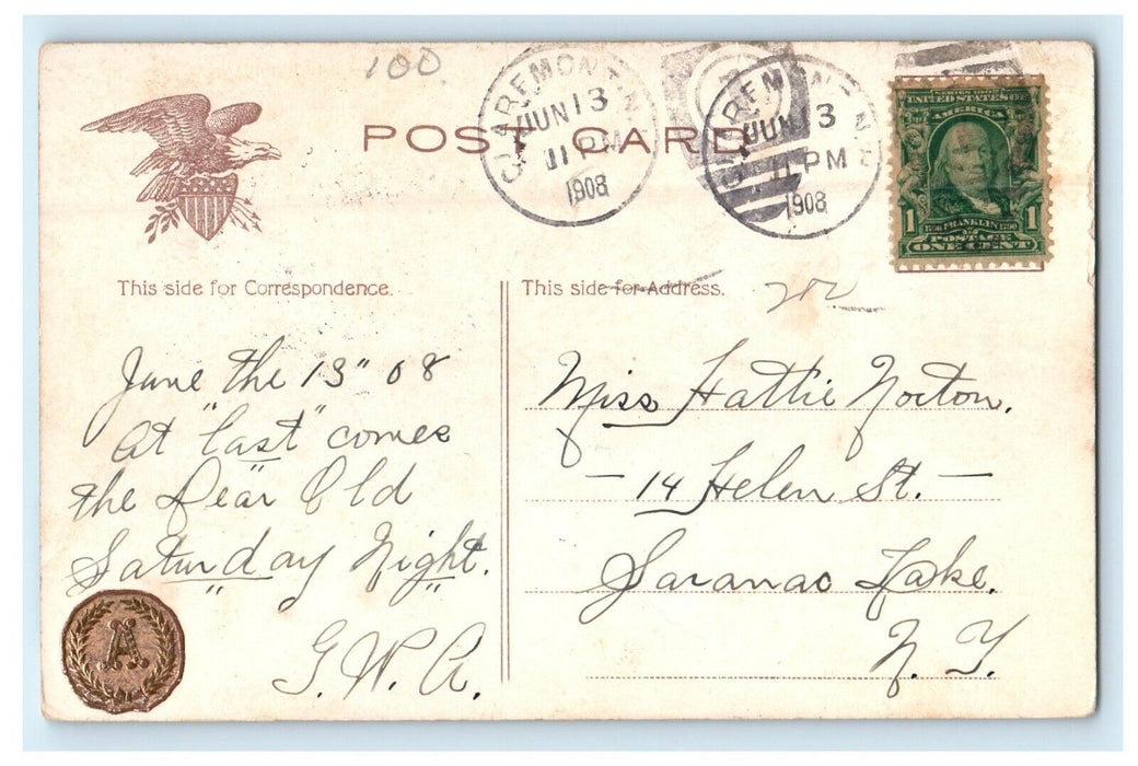 1908 State Capitol Building Fountain Des Moines Iowa IA Posted Antique Postcard