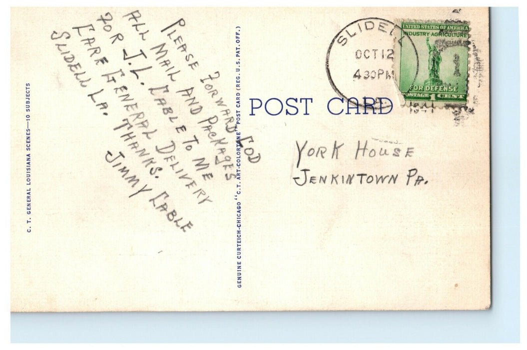 1941 Greetings From Slidell Louisiana LA Posted Vintage Postcard