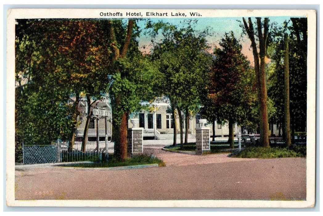 1949 Osthoffs Hotel Entrance Elkhart Lake Wisconsin WI Posted Vintage Postcard