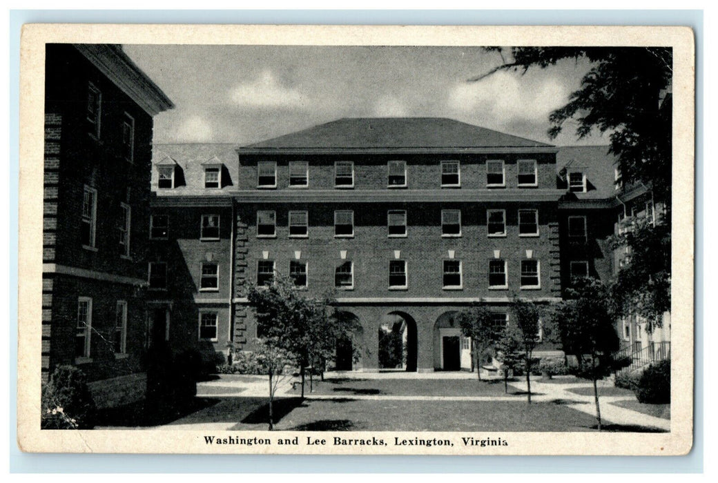 c1940's Washington and Lee Barracks Lexington Virginia VA Unposted Postcard