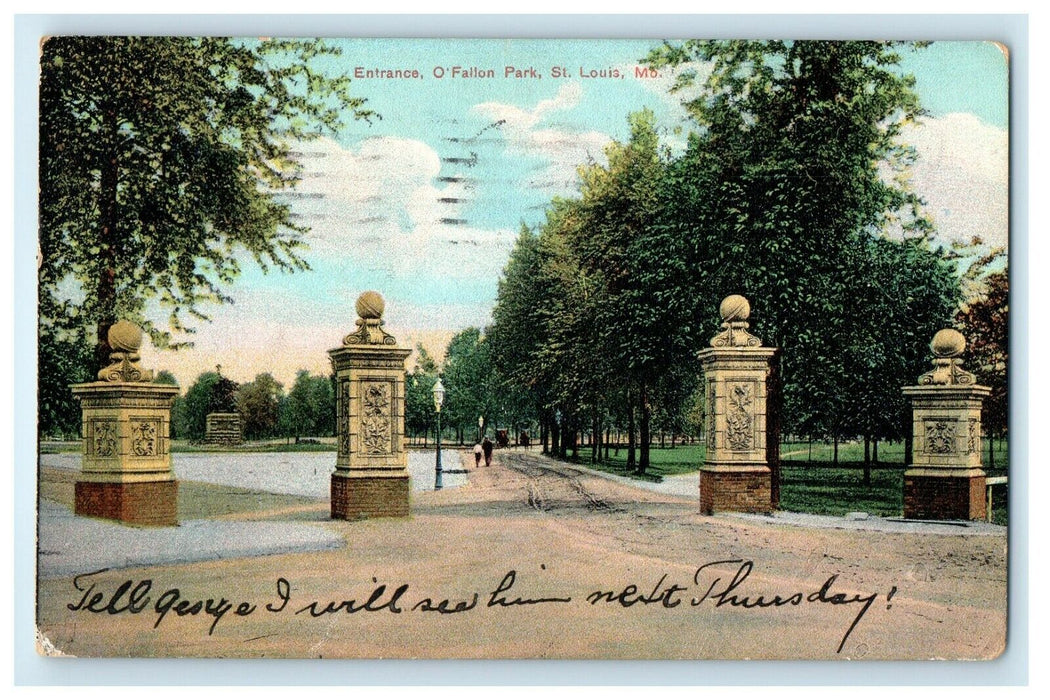 1909 Entrance O' Fallon Park St. Louis Missouri MO Posted Antique Postcard