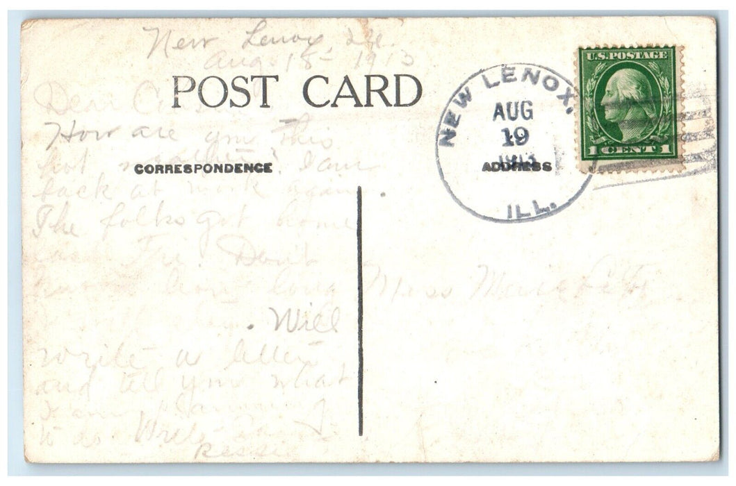 c1910's A View Of East Park Joliet New Lenox Illinois IL Posted Antique Postcard