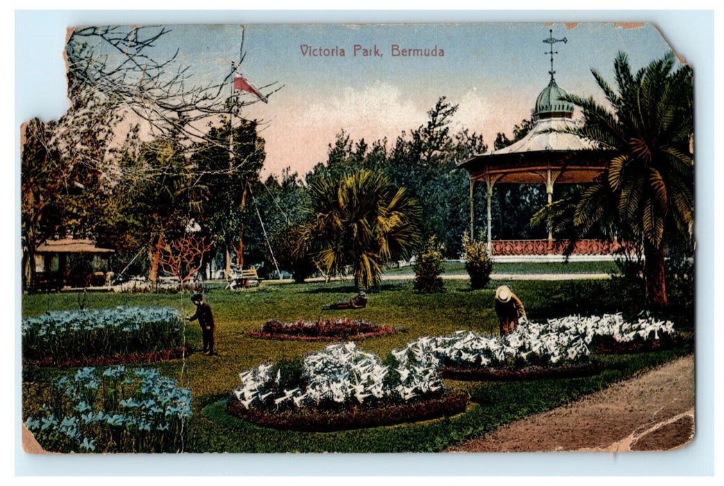 Victoria Park Bermuda Pavilion Garden Hamilton Vintage Antique Postcard