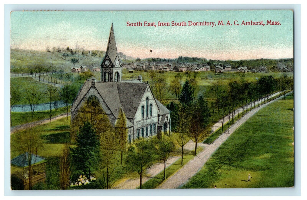 1912 South East From South Dormitory M.A.C Amherst Massachusetts MA Postcard