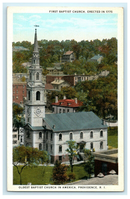 1914 Aerial View of First Baptist Church, Providence Rhode Island RI Postcard