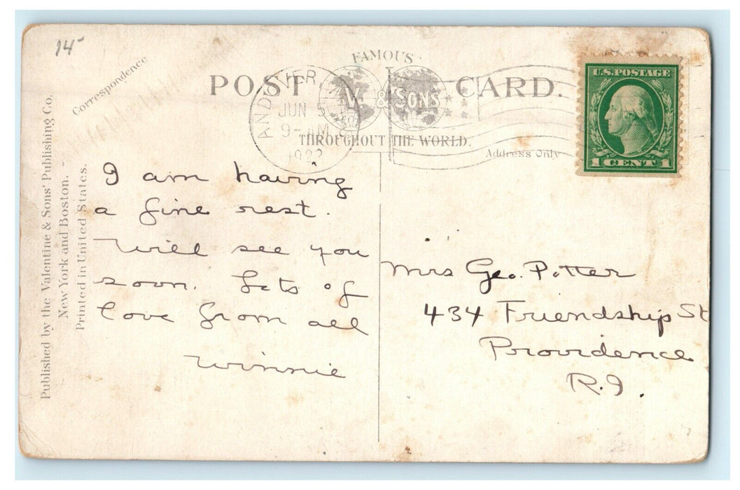1922 Transfer Musgrove Building Trolley Andover Massachusetts MA Postcard