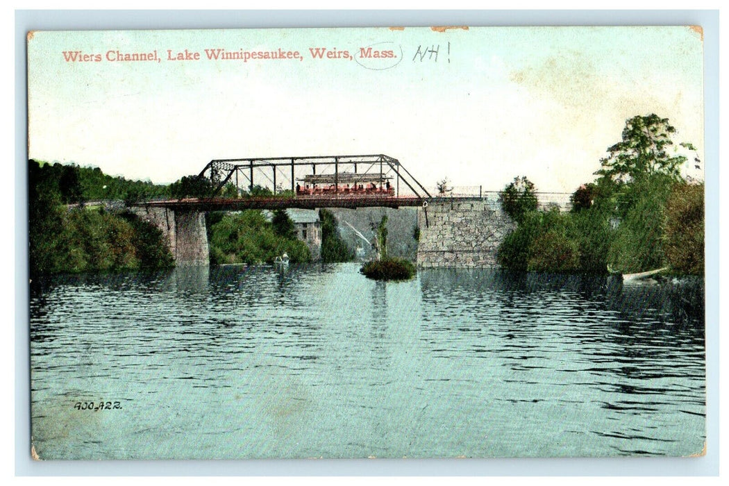 c1905 Wiers Channel Lake Winnipesaukee Weirs Massachusetts MA Antique Postcard