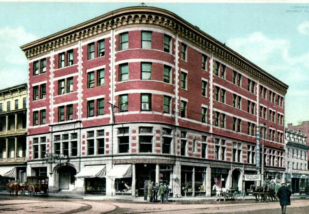c1910 Richmond Hotel Building Street View North Adams Massachusetts MA Postcard