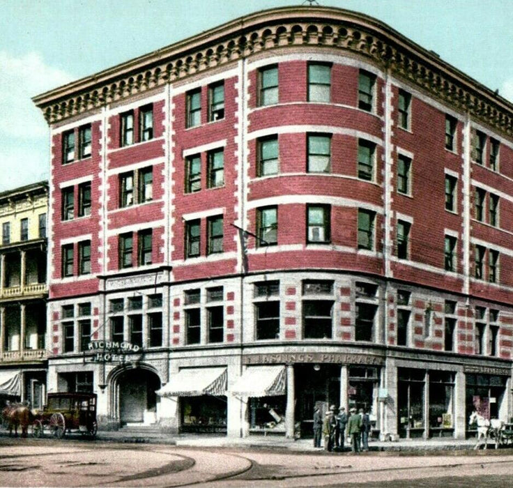 c1910 Richmond Hotel Building Street View North Adams Massachusetts MA Postcard