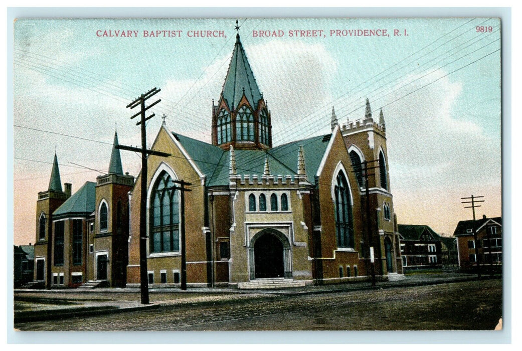 1912 Calvary Baptist Church Broad Street Providence, Rhode Island RI Postcard
