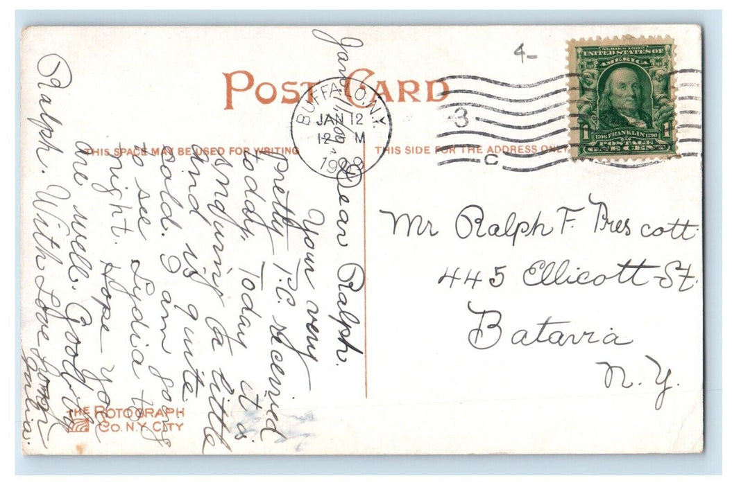 1909 Hotel Touraine Building Buffalo New York NY Rotograph Antique Postcard