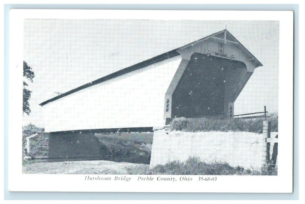 c1940's Harshman Covered Bridge Preble County Ohio OH Unposted Vintage Postcard