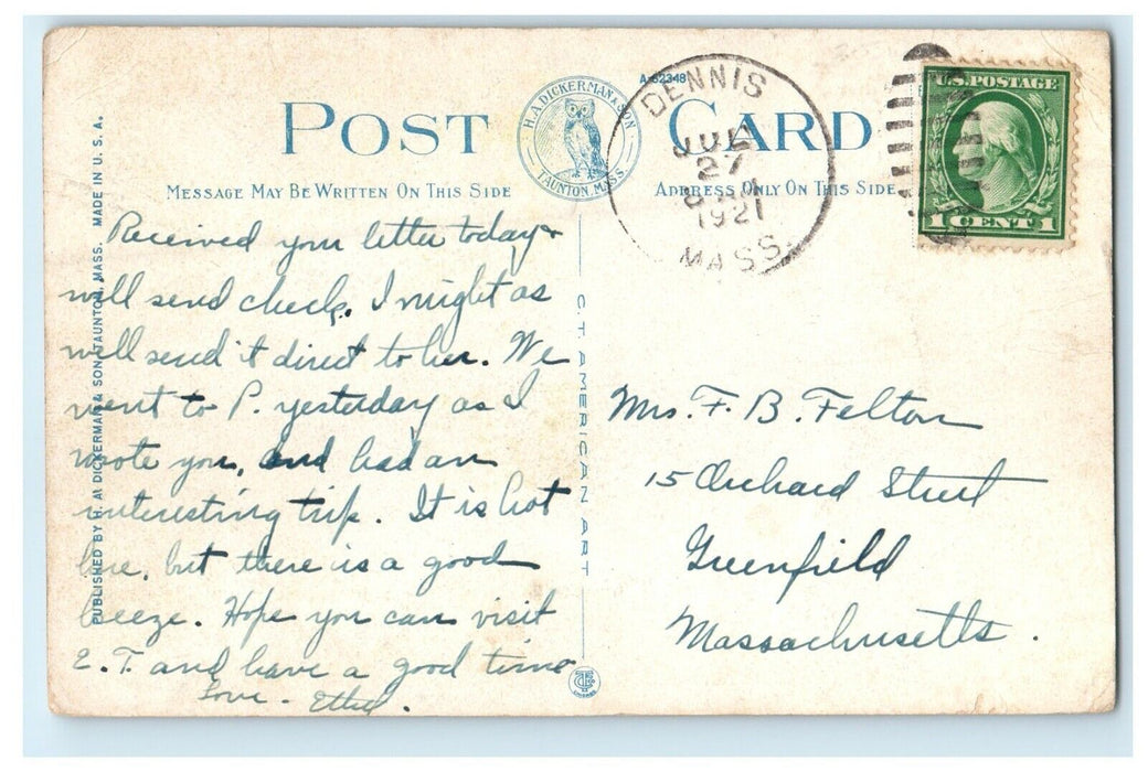 1921 Hollyhock Lane Provincetown Massachusetts MA Posted Vintage Postcard