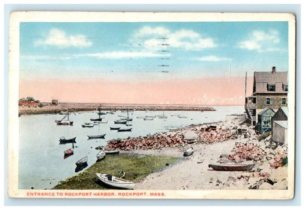 1920 Entrance To Rockport Harbor Rockport Massachusetts MA Antique Postcard