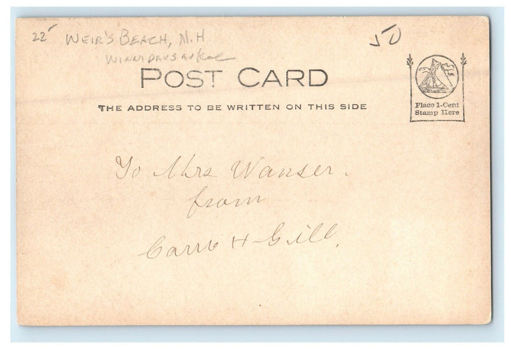 c1905 Endicott Rock Weir's Beach New Hampshire NH Antique RPPC Postcard