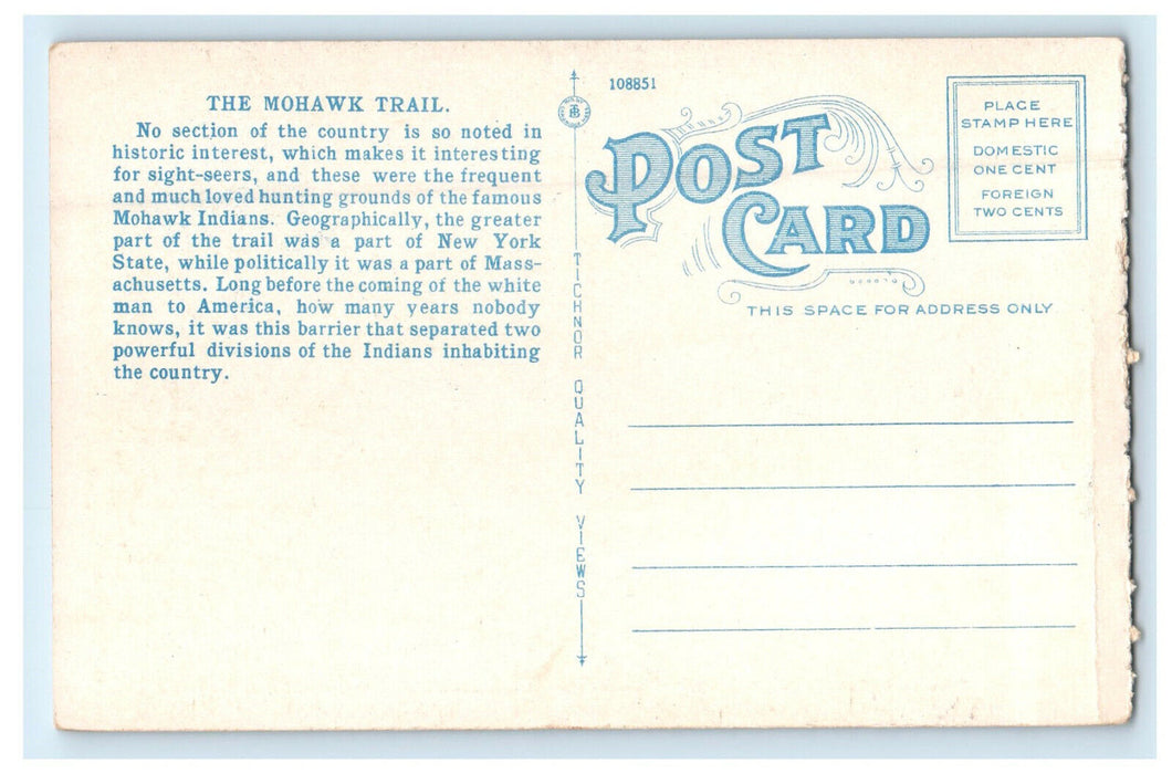 c1920s Over The Hoosac Tunnel, Mohawk Trail, Massachusetts MA Postcard