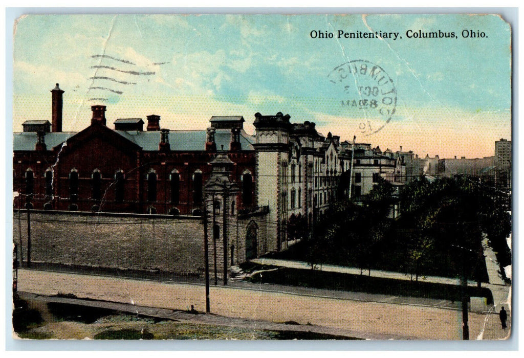 1913 View of Ohio Penitentiary Columbus Ohio OH Posted Antique Postcard