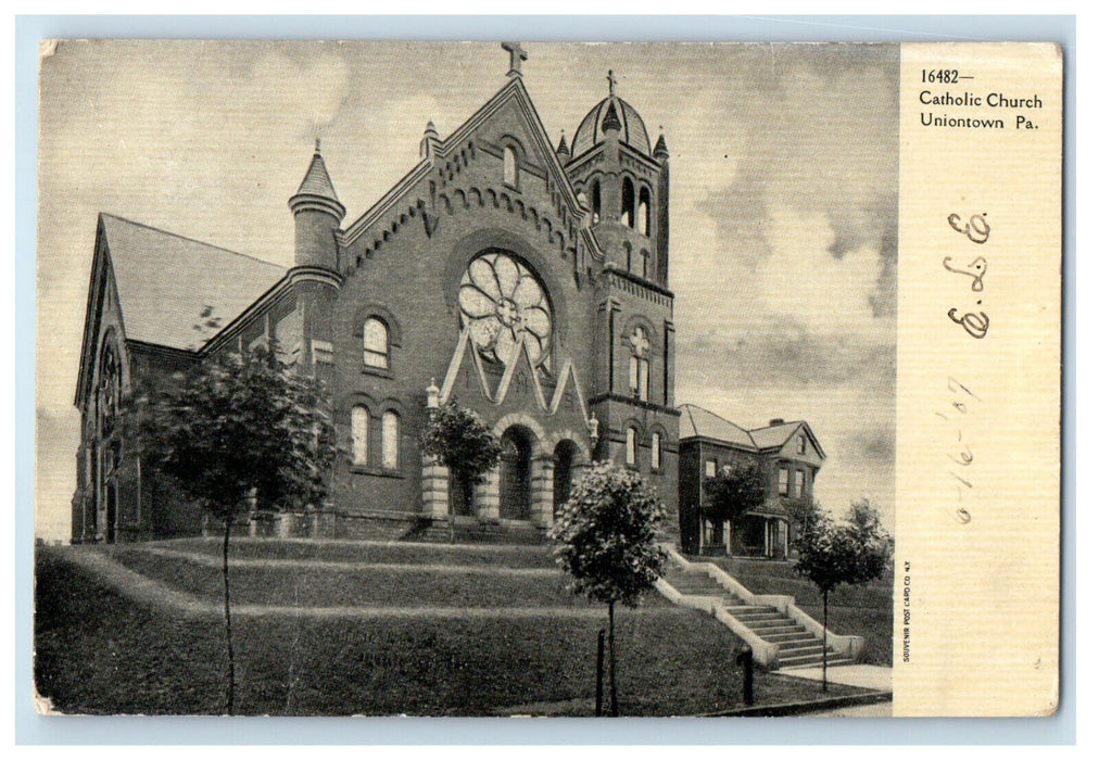 1907 Catholic Church, Uniontown PA South Windham ME Antique Postcard