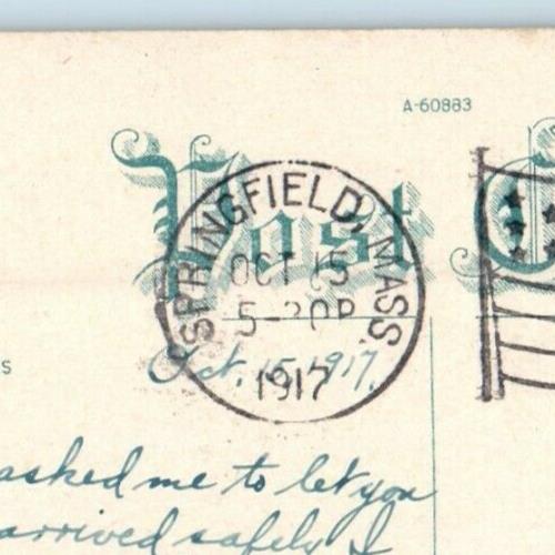 1917 View Of Union Station Cars Springfield Massachusetts MA Antique Postcard