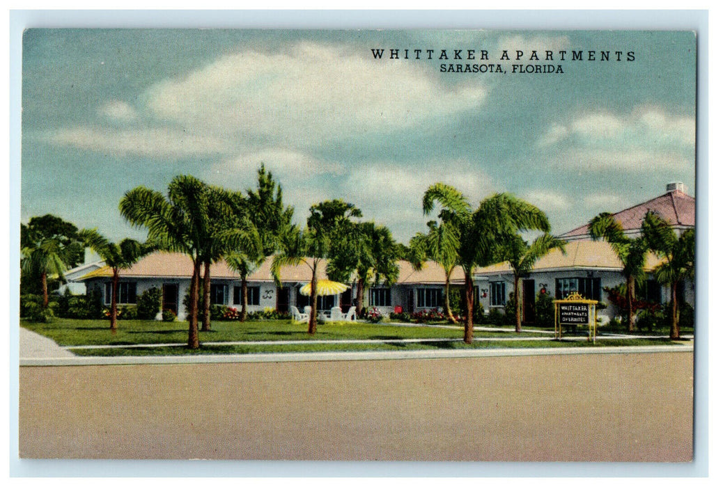c1930s Whittaker Apartments, Sarasota Florida FL Advertising Posted Postcard