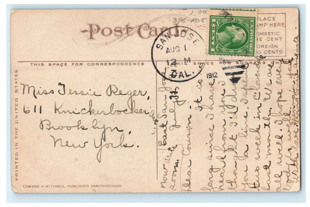 1912 Post Office and St. Joseph's Church San Jose California CA Postcard