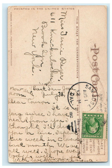 1912 Post Office and St. Joseph's Church San Jose California CA Postcard