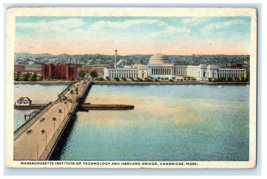1921 Massachusetts Institute Technology Harvard Bridge Cambridge MA Postcard