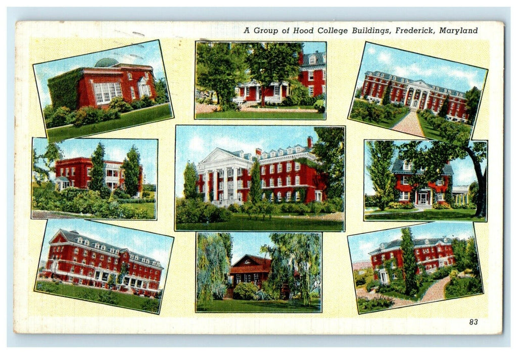 1940 Multiview Group Of Hood College Buildings Frederick Maryland MD Postcard