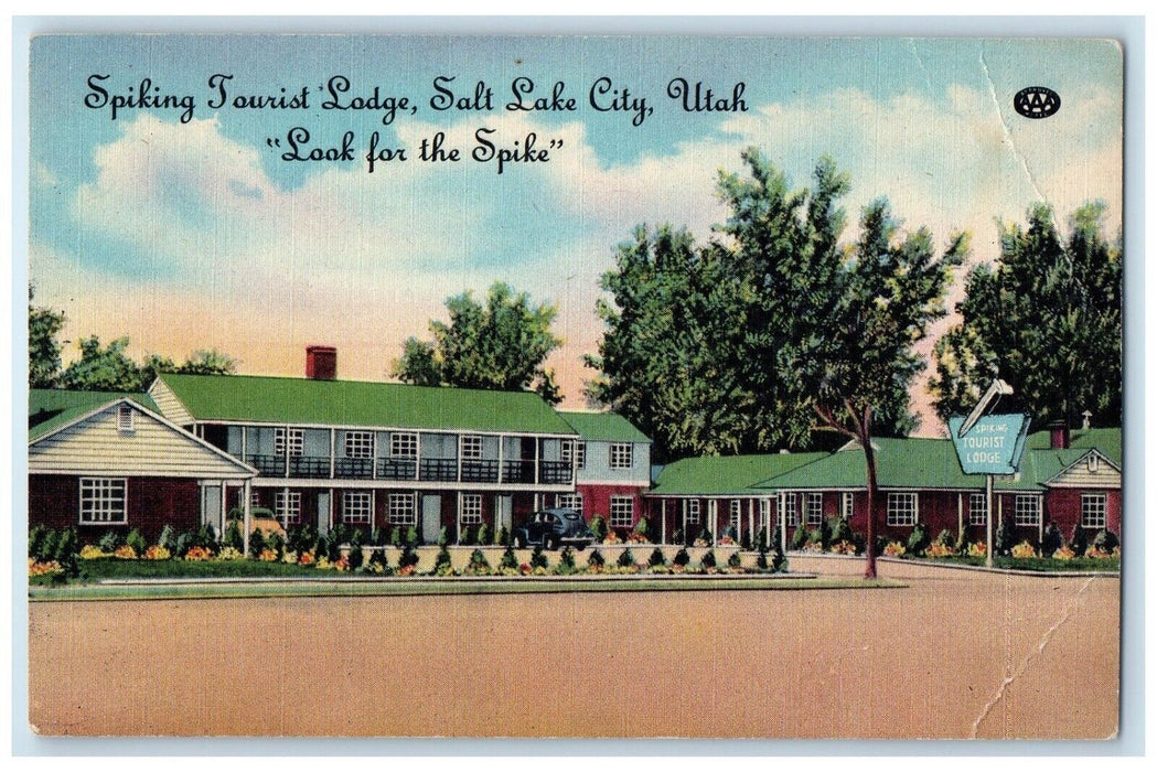 Spiking Tourist Lodge Motel Car Salt Lake City Utah UT Posted Vintage Postcard